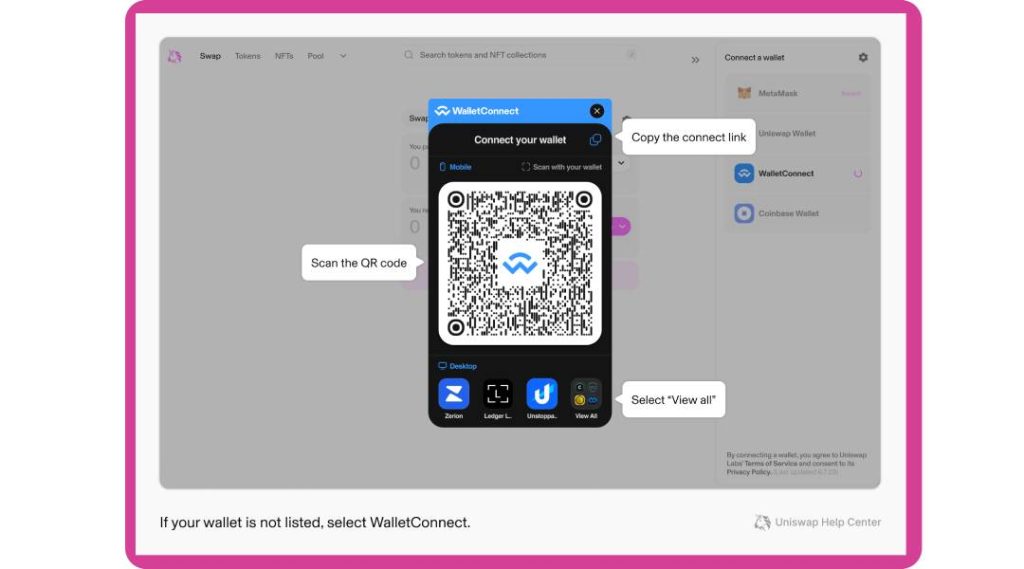 Open Uniswap & Connect To “WalletConnect