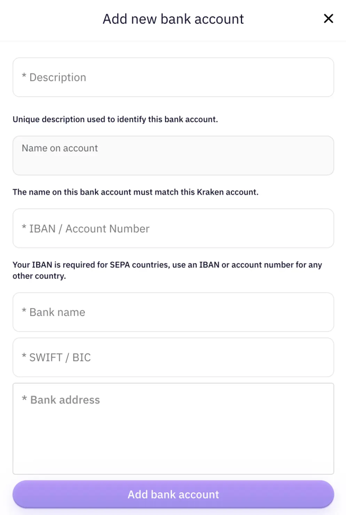 Enter Bank Account Details