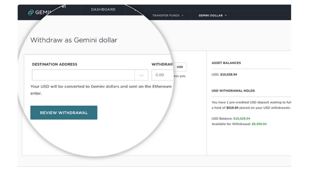 Withdrawing Crypto from Gemini