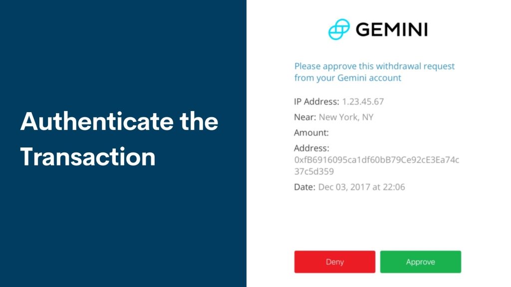 Authenticate the Transaction in Gemini